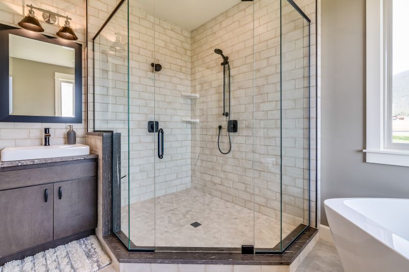 Open Shower with Glass Enclosure